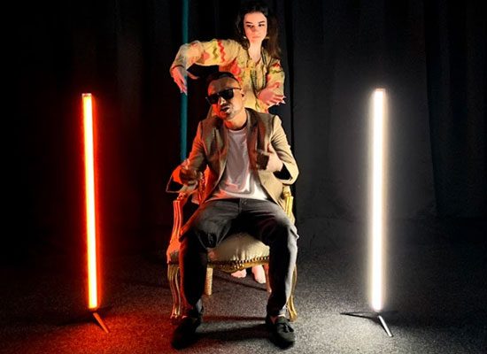 Music video production still, studio lighting setup